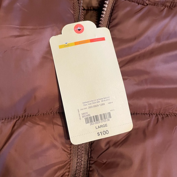 St. John’s Bay Brown Puffer Jacket, Soft and Comfortable - Picture 12 of 12